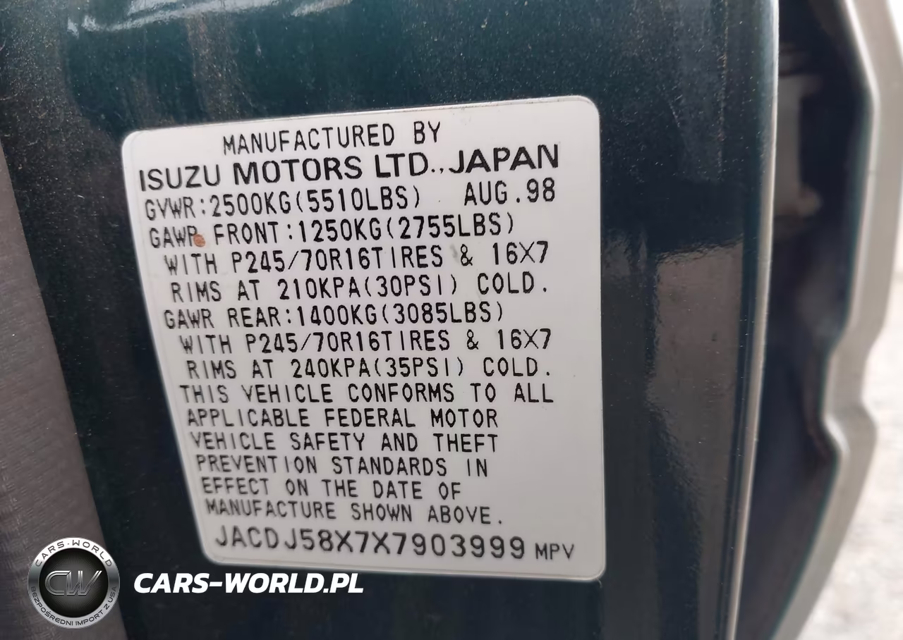 1999 Isuzu Trooper S VIN:JACDJ58X7X7903999 - 9