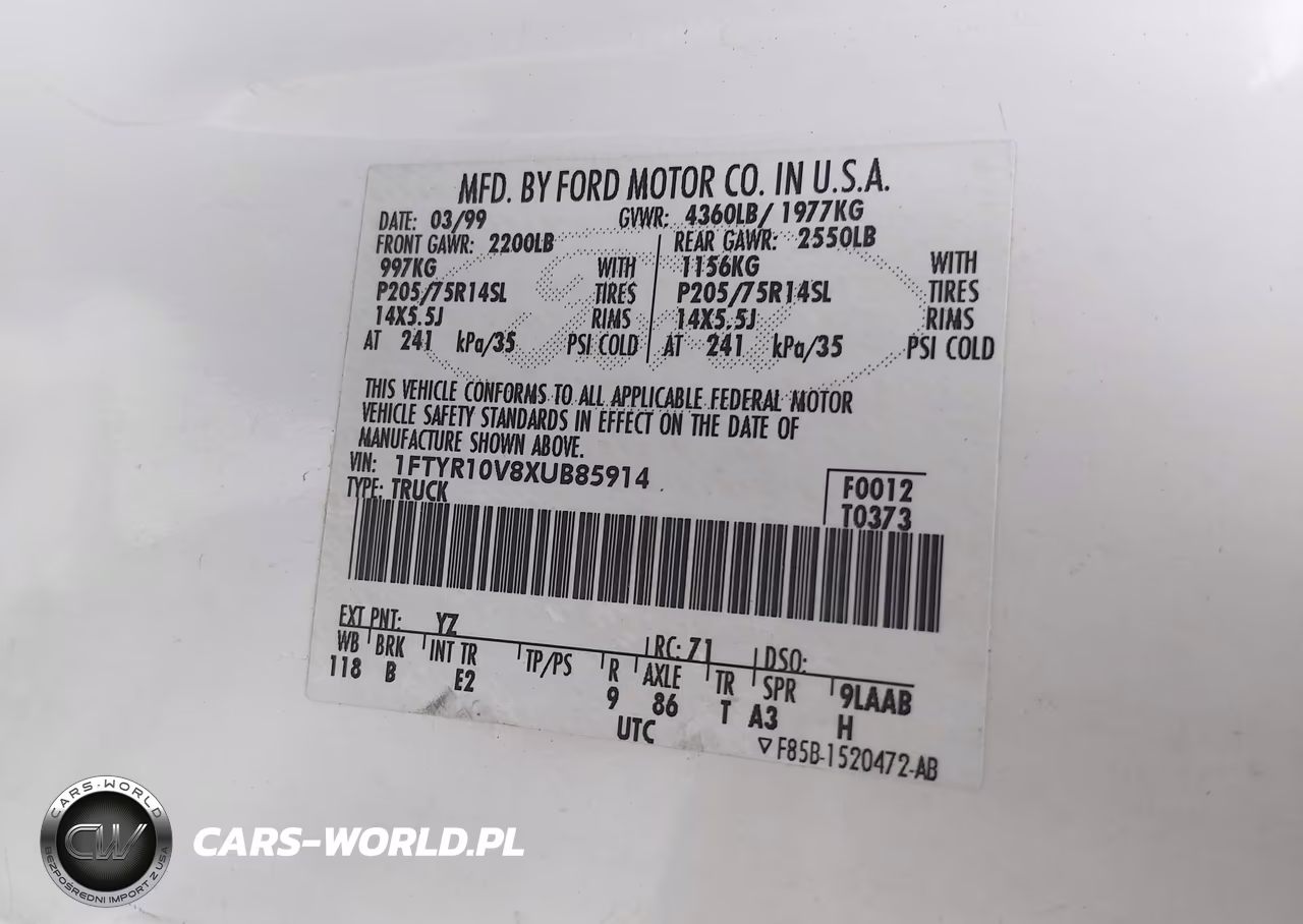 1999 Ford Ranger Xl-Xlt VIN:1FTYR10V8XUB85914 - 9