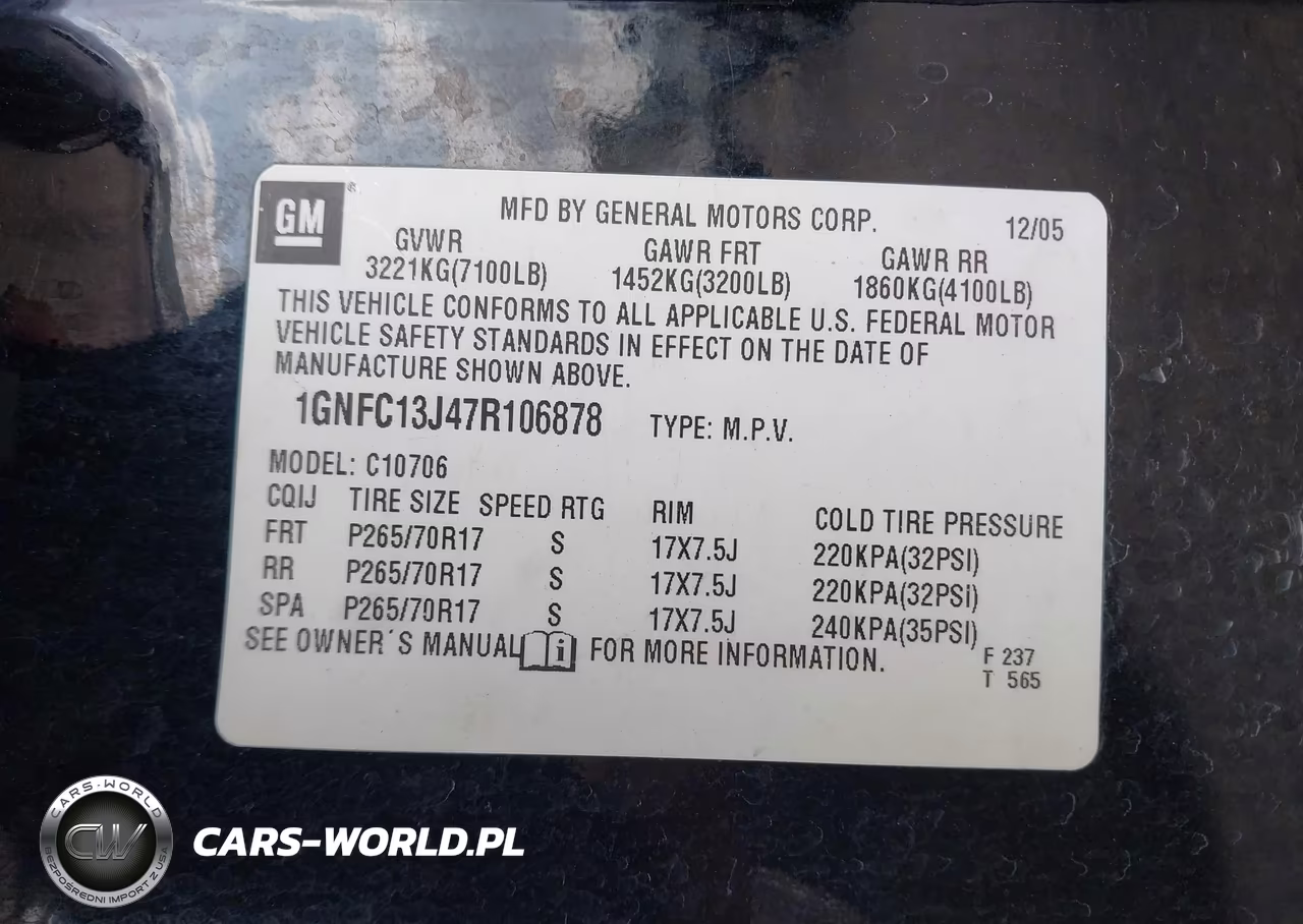 2007 Chevrolet Tahoe Lt VIN:1GNFC13J47R106878 - 9