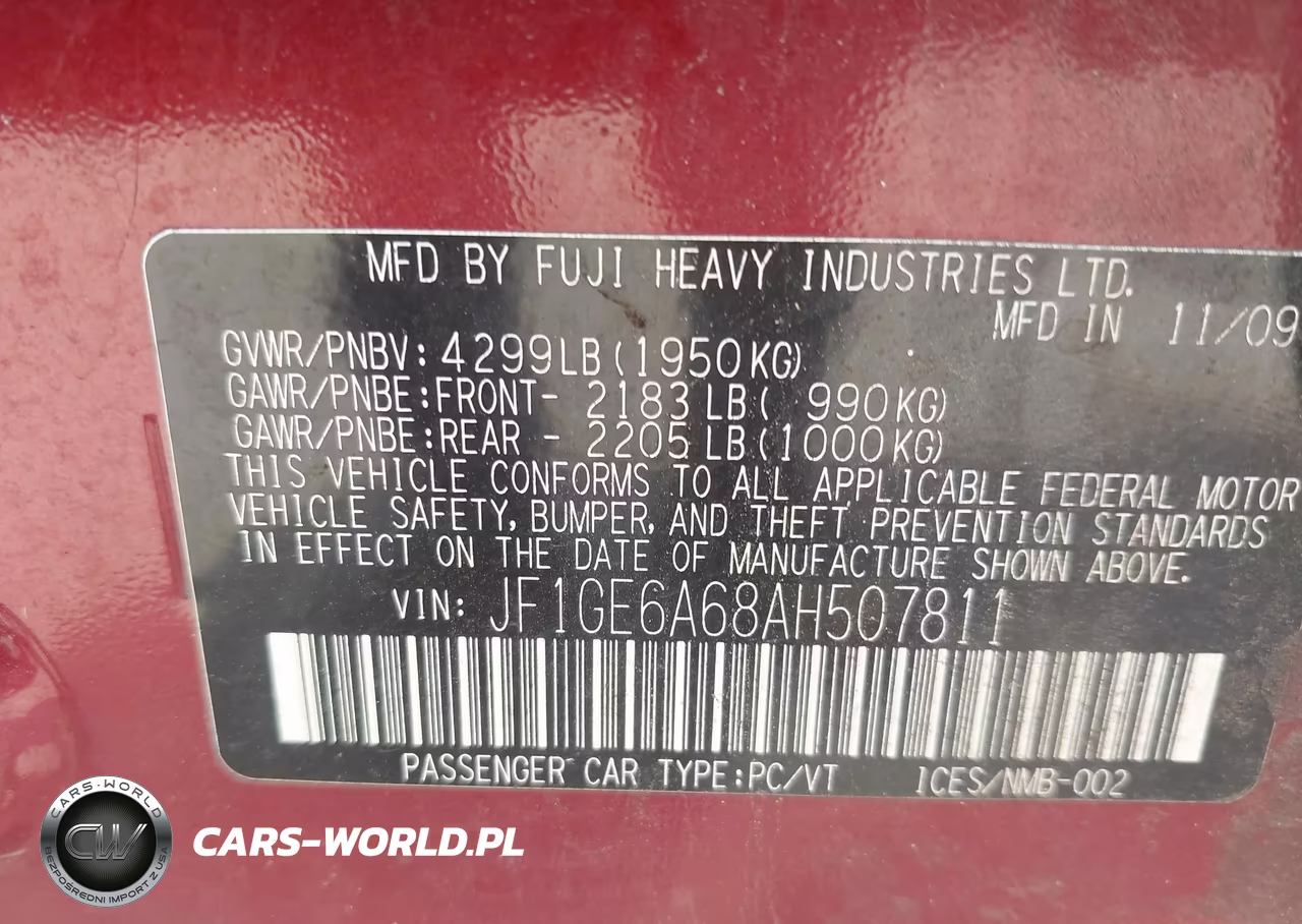2010 Subaru Impreza 2.5I VIN:JF1GE6A68AH507811 - 9