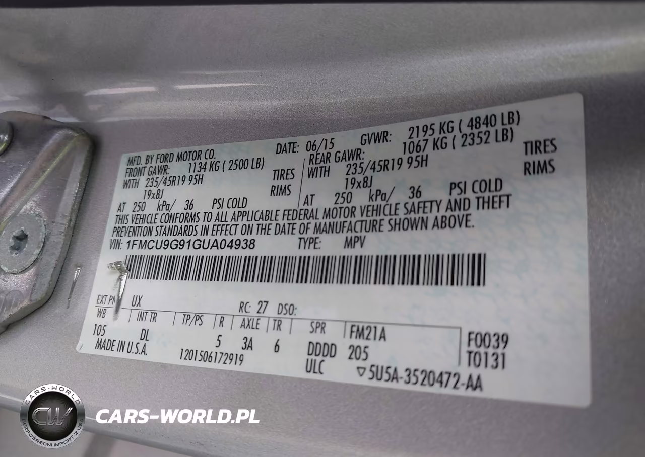 2016 Ford Escape Se VIN:1FMCU9G91GUA04938 - 9