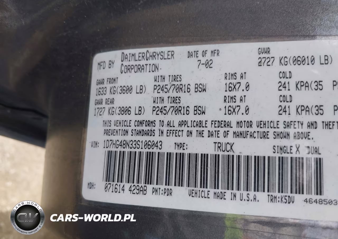 2003 Dodge Dakota Slt VIN:1D7HG48N33S106043 - 9