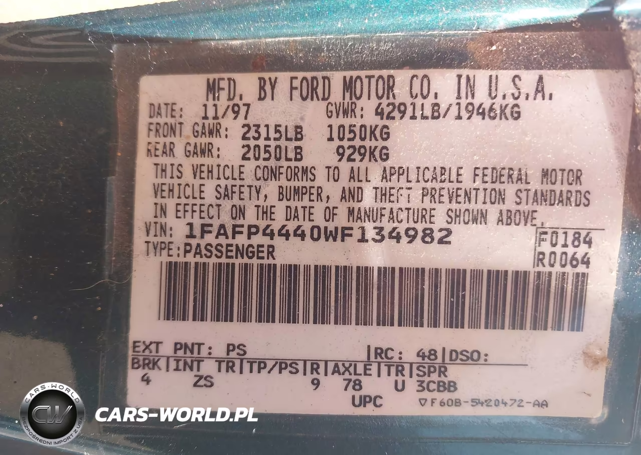 1998 Ford Mustang VIN:1FAFP4440WF134982 - 9