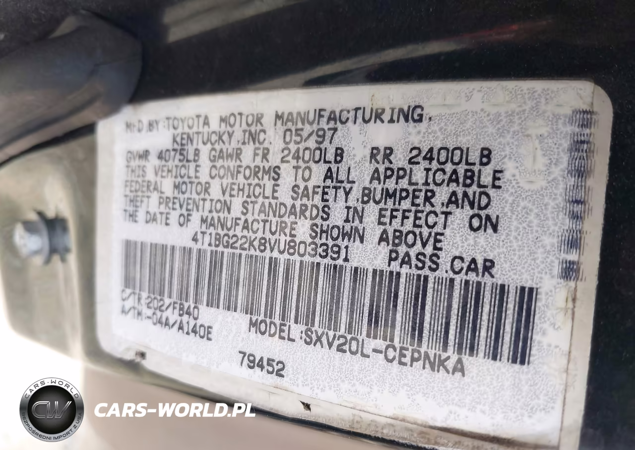 1997 Toyota Camry Le VIN:4T1BG22K8VU803391 - 9
