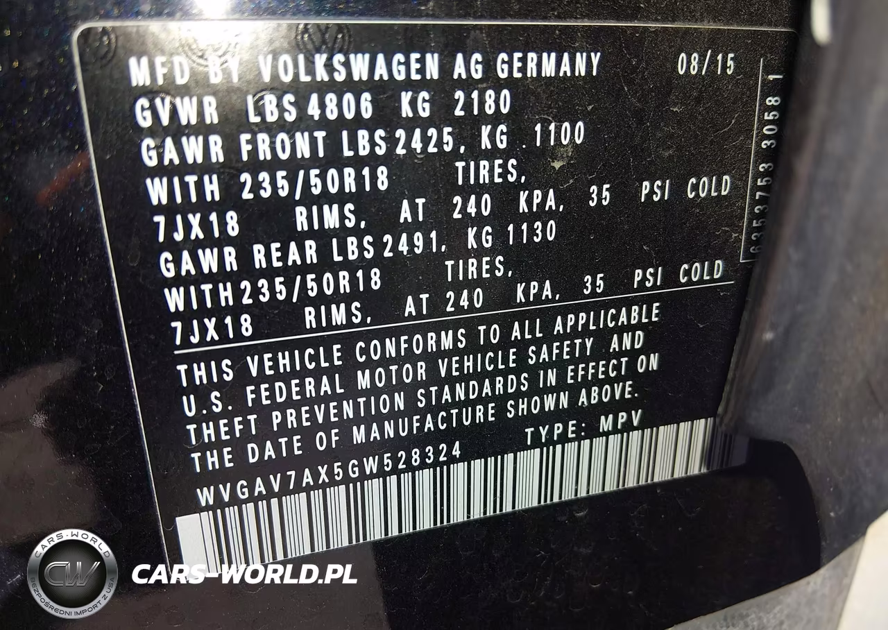 2016 Volkswagen Tiguan Se VIN:WVGAV7AX5GW528324 - 9