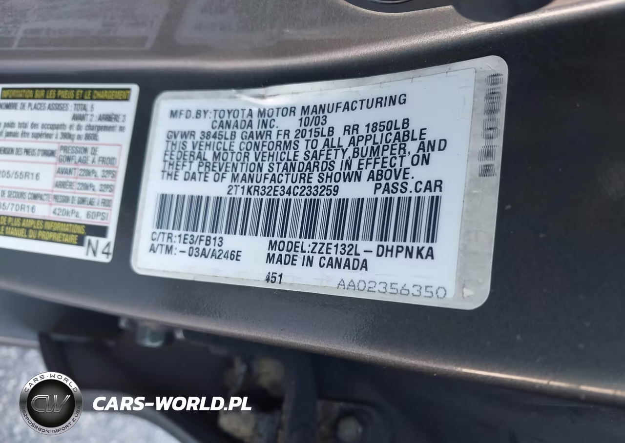 2004 Toyota Matrix Xr VIN:2T1KR32E34C233259 - 9