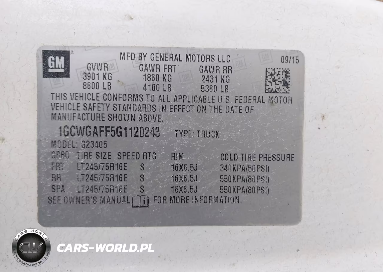 2016 Chevrolet Express 2500 Work Van VIN:1GCWGAFF5G1120243 - 9