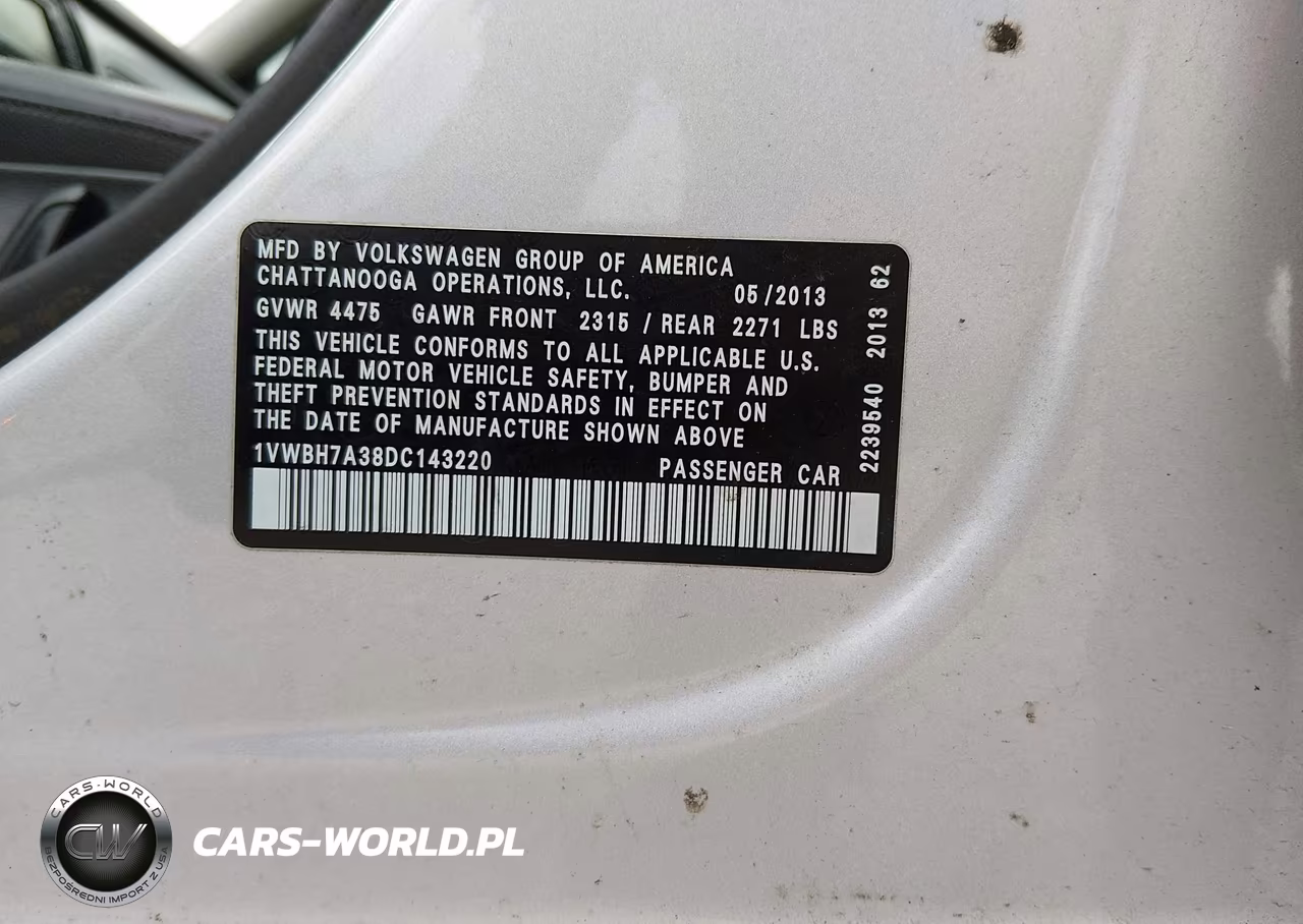 2013 Volkswagen Passat 2.5L Se VIN:1VWBH7A38DC143220 - 9