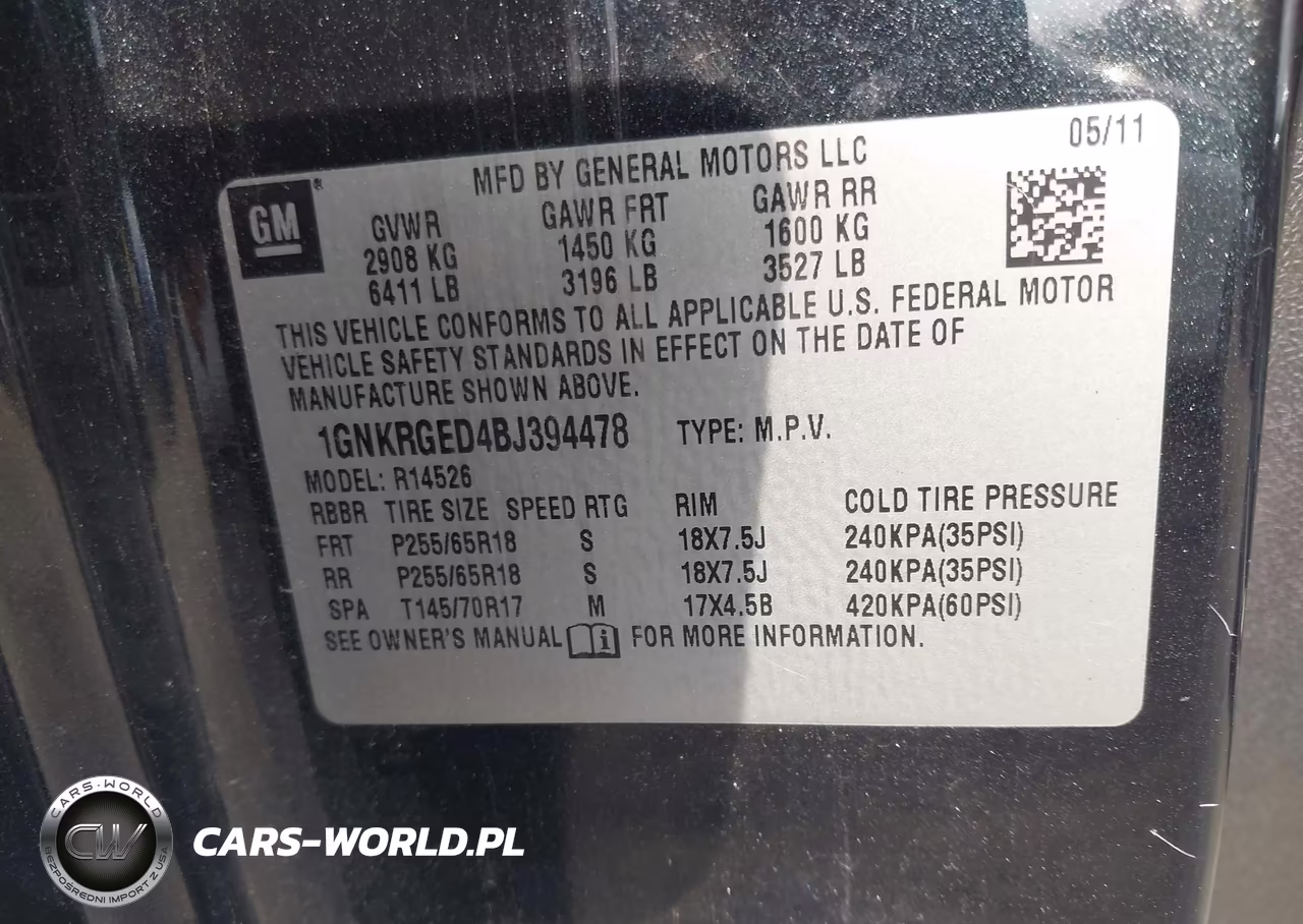 2011 Chevrolet Traverse Lt W-1Lt VIN:1GNKRGED4BJ394478 - 9