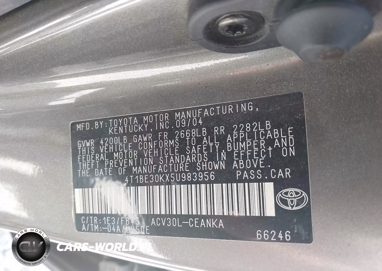 2005 Toyota Camry Le VIN:4T1BE30KX5U983956 - 9