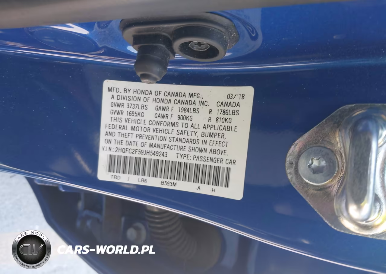2018 Honda Civic Lx VIN:2HGFC2F59JH549243 - 9