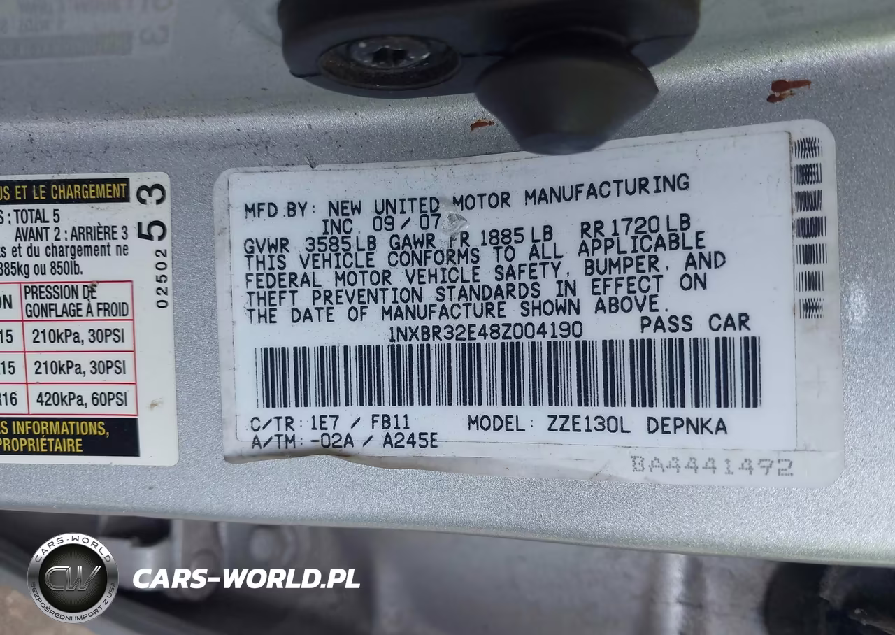 2008 Toyota Corolla Le VIN:1NXBR32E48Z004190 - 9