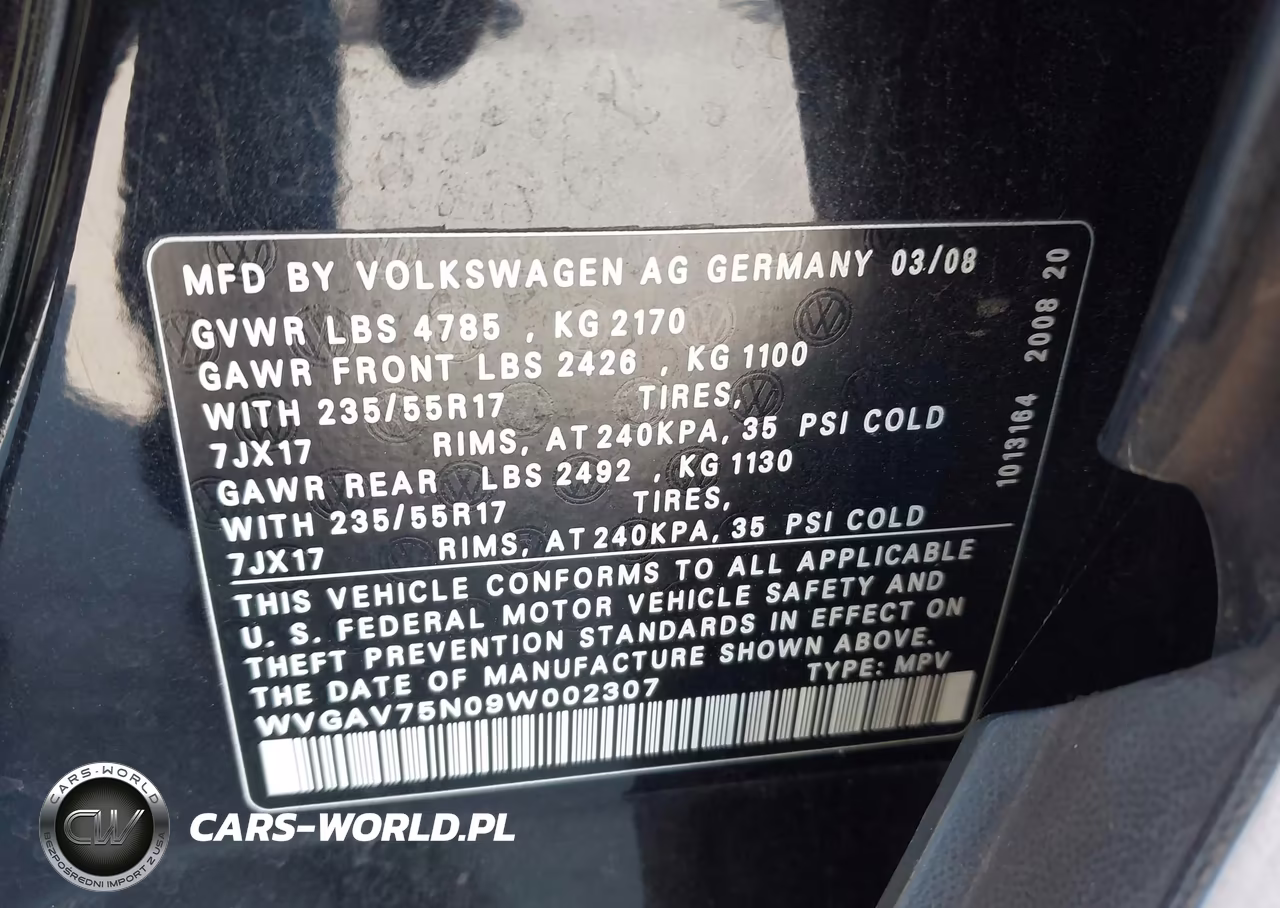 2009 Volkswagen Tiguan S-Se-Sel VIN:WVGAV75N09W002307 - 9