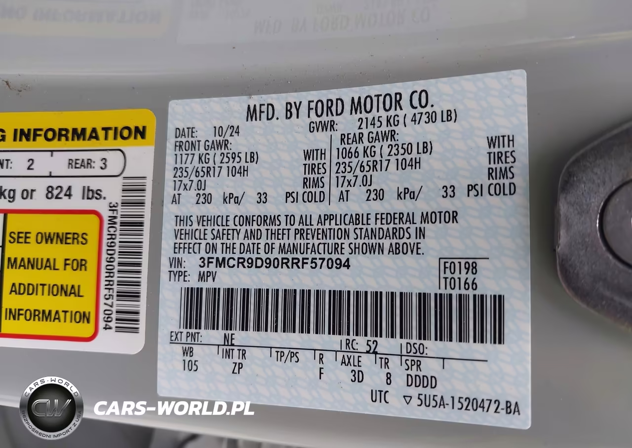 2024 Ford Bronco Sport Badlands VIN:3FMCR9D90RRF57094 - 9