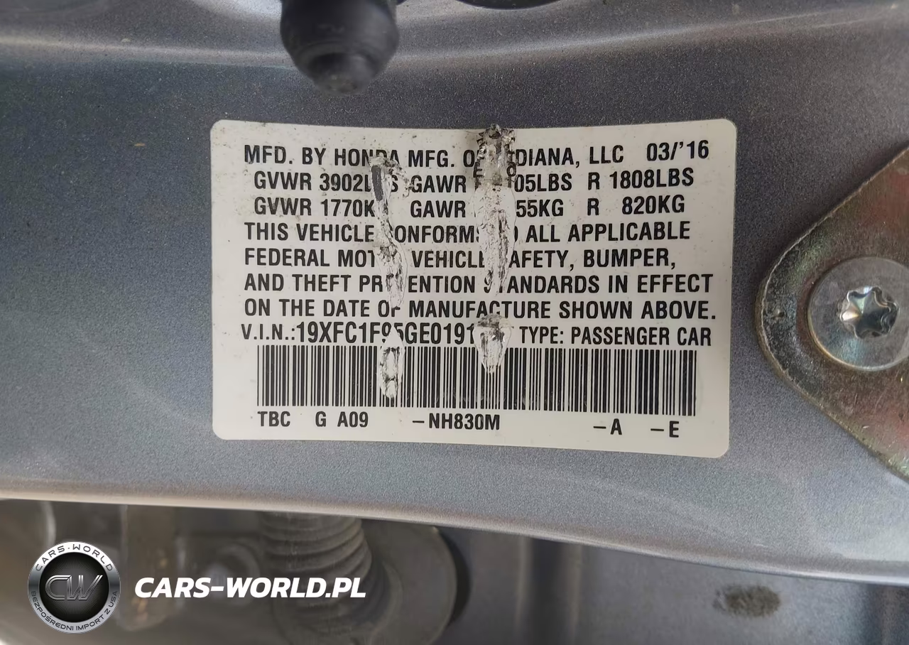2016 Honda Civic Touring VIN:19XFC1F95GE019173 - 9