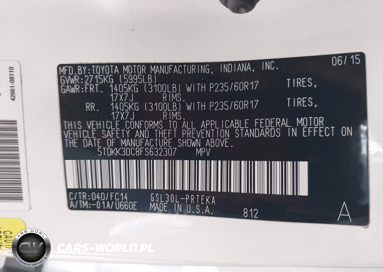 2015 Toyota Sienna Le 8 Passenger VIN:5TDKK3DC8FS632307 - 9