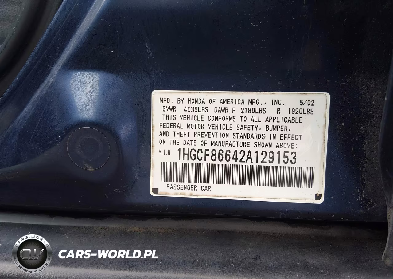2002 HONDA ACCORD 2.3 VP VIN:1HGCF86642A129153 - 9