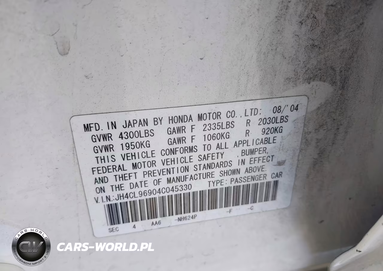 2004 Acura Tsx VIN:JH4CL96904C045330 - 9