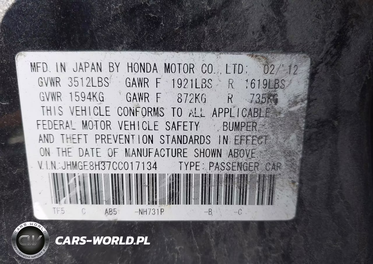 2012 Honda Fit VIN:JHMGE8H37CC017134 - 9