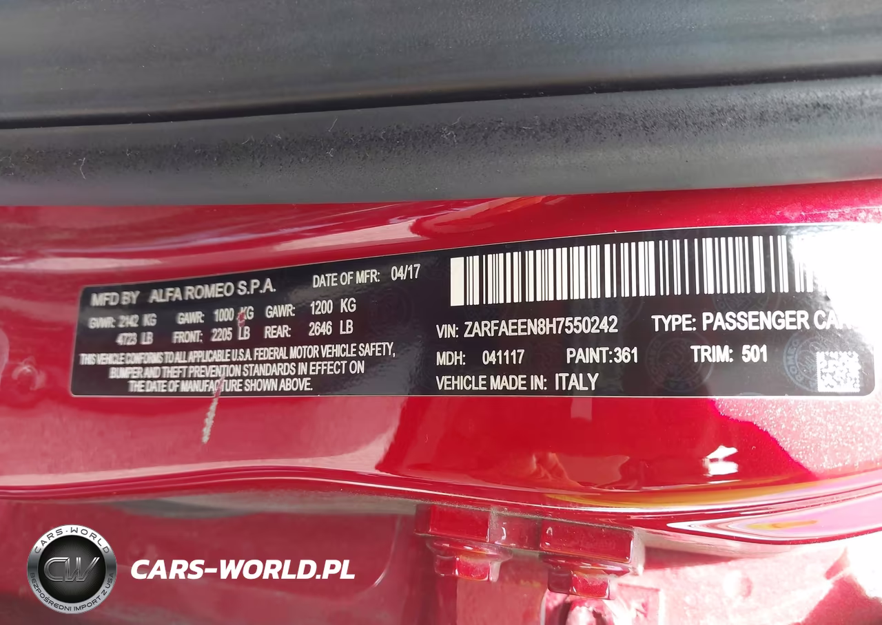 2017 Alfa Romeo Giulia Ti Awd VIN:ZARFAEEN8H7550242 - 9