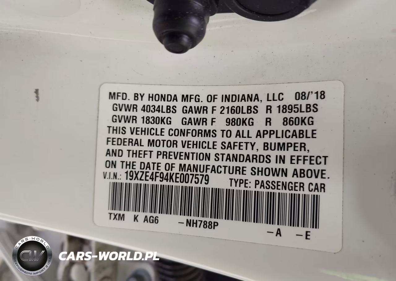 2019 Honda Insight Touring VIN:19XZE4F94KE007579 - 9