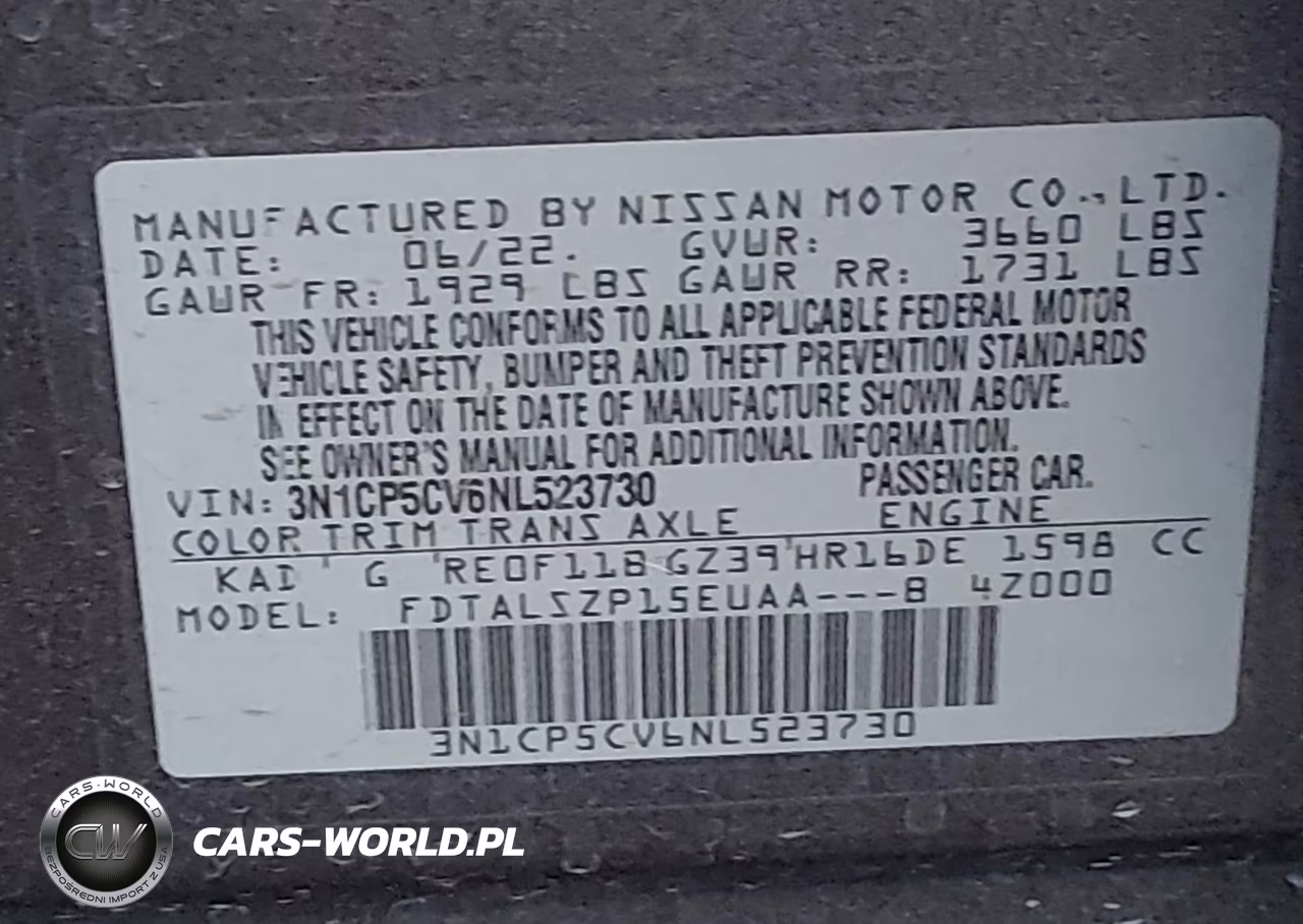 2022 Nissan Kicks Sv Xtronic Cvt VIN:3N1CP5CV6NL523730 - 9