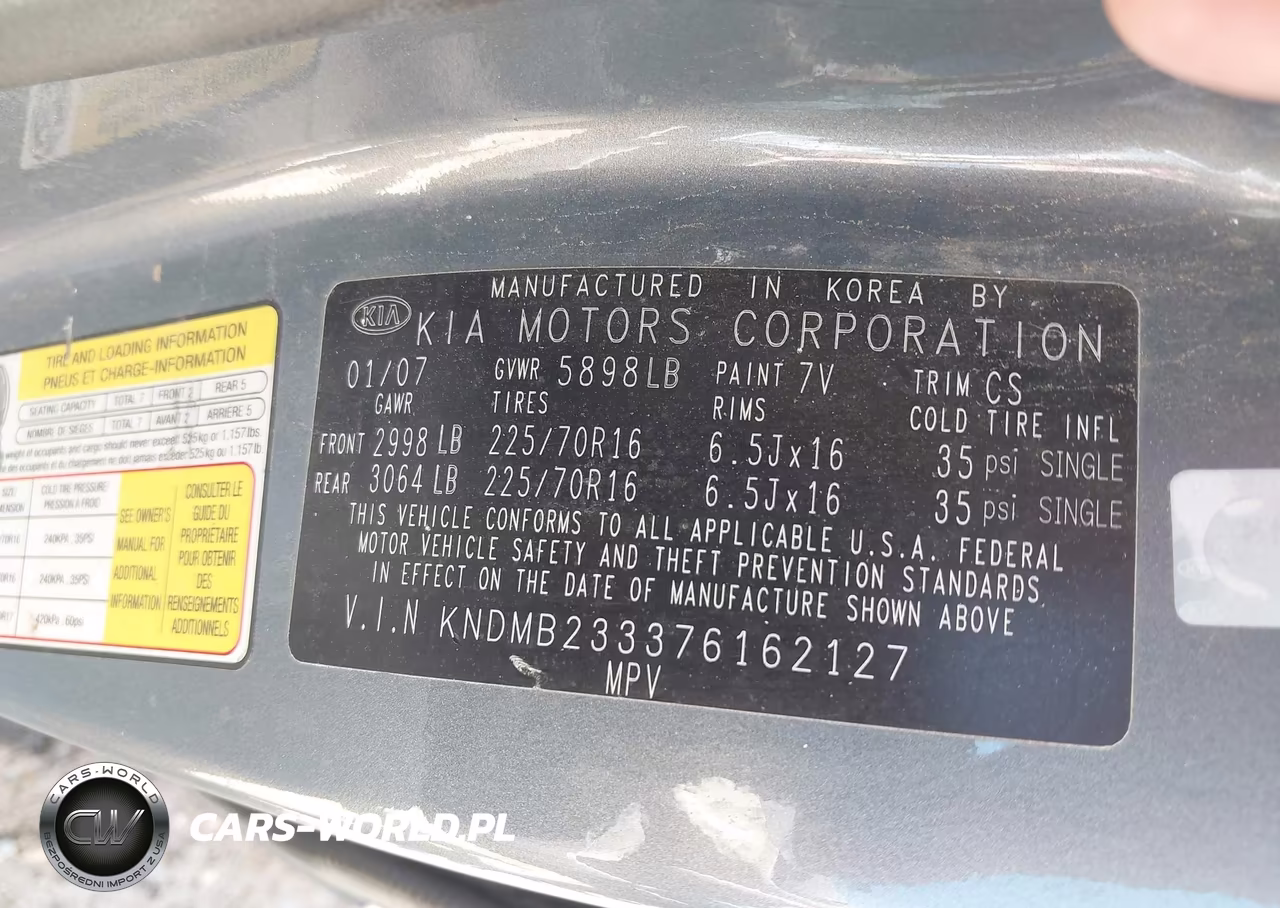 2007 Kia Sedona Lx VIN:KNDMB233376162127 - 9