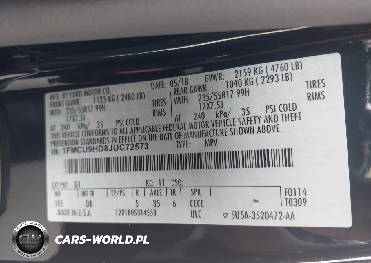 2018 Ford Escape Sel VIN:1FMCU9HD8JUC72573 - 9