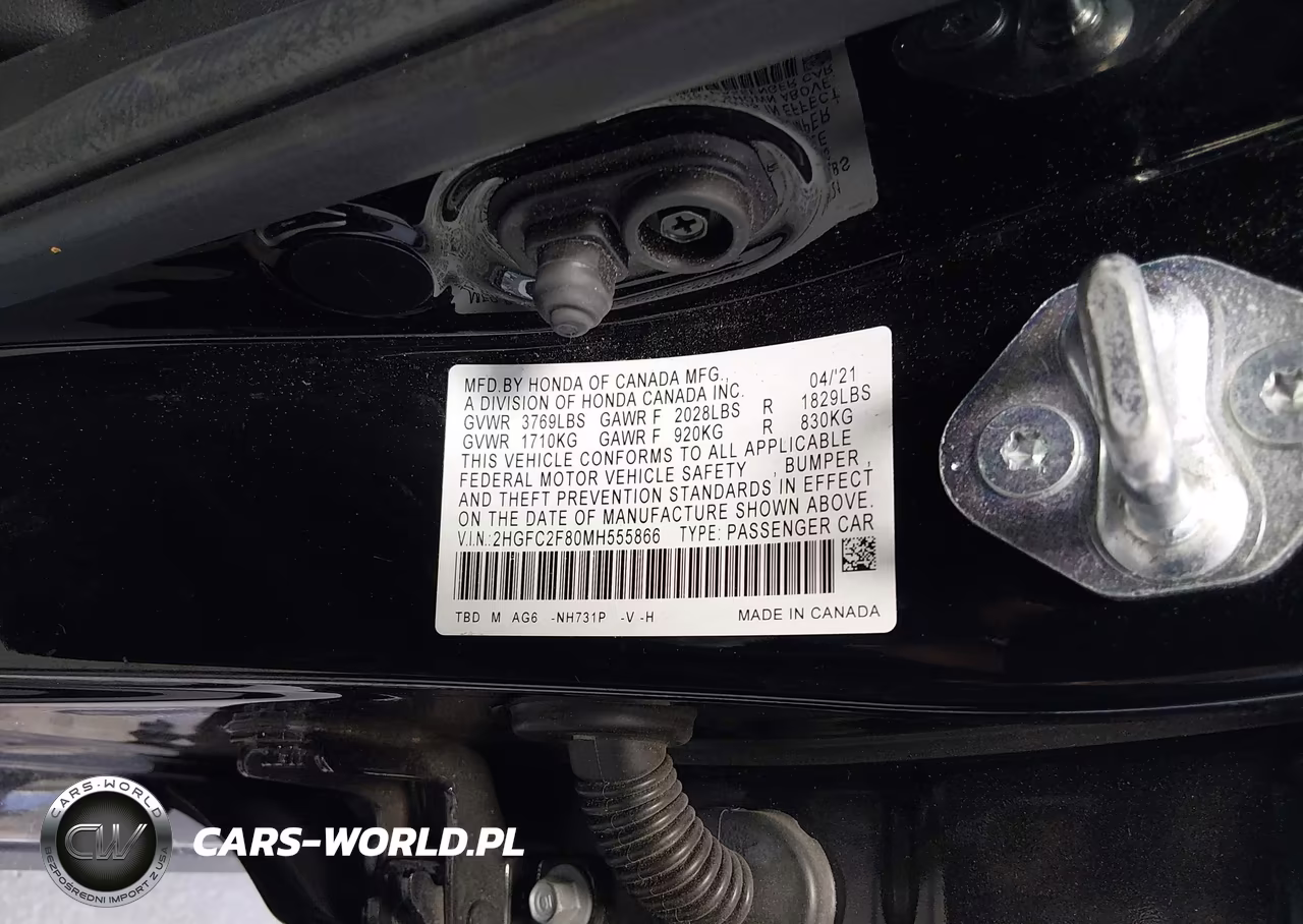 2021 Honda Civic Sport VIN:2HGFC2F80MH555866 - 9