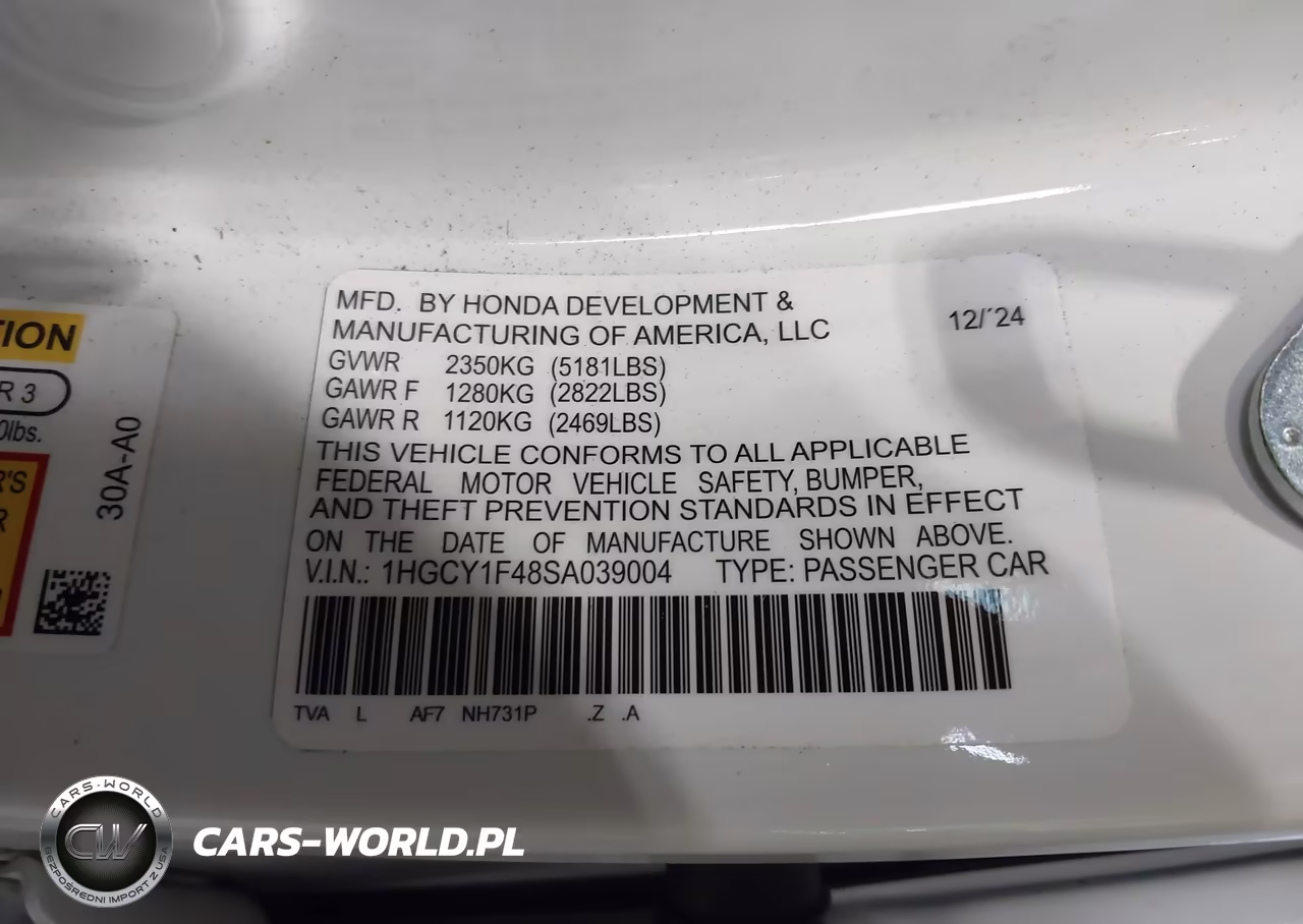 2025 Honda Accord Se VIN:1HGCY1F48SA039004 - 9