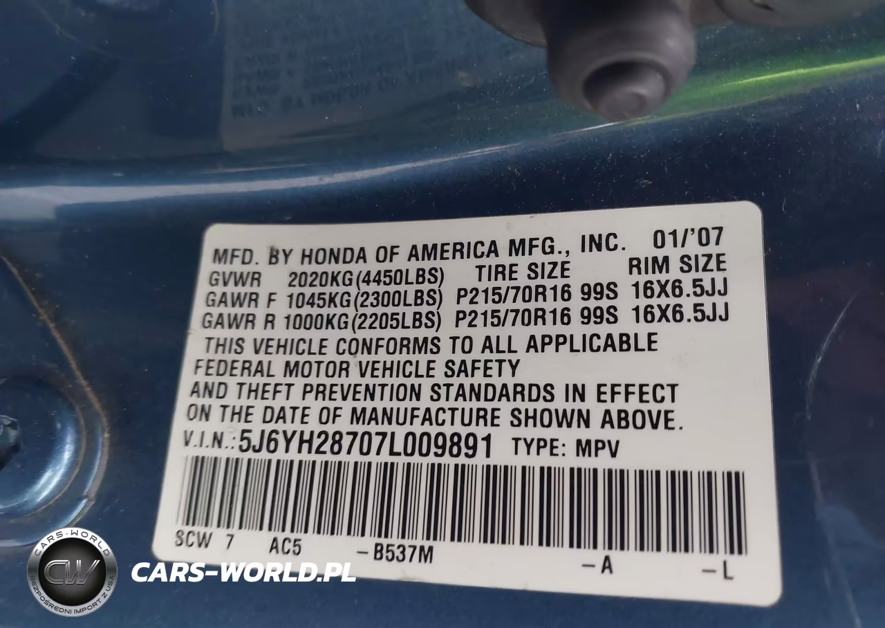 2007 Honda Element Ex VIN:5J6YH28707L009891 - 9