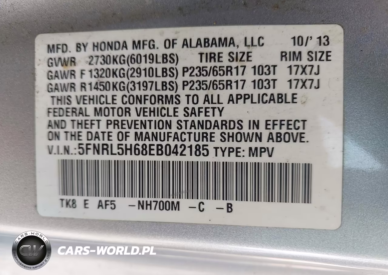 2014 Honda Odyssey Ex-L VIN:5FNRL5H68EB042185 - 9