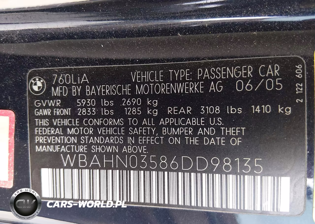 2006 BMW 760Li VIN:WBAHN03586DD98135 - 9