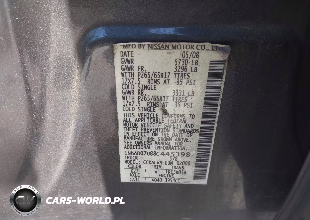 2008 Nissan Frontier Le VIN:1N6AD07U88C445398 - 9