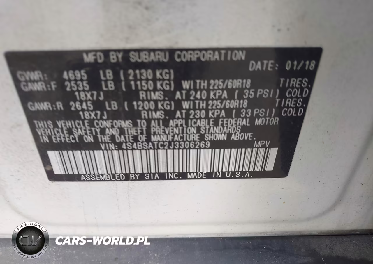 2018 Subaru Outback 2.5I Touring VIN:4S4BSATC2J3306269 - 9