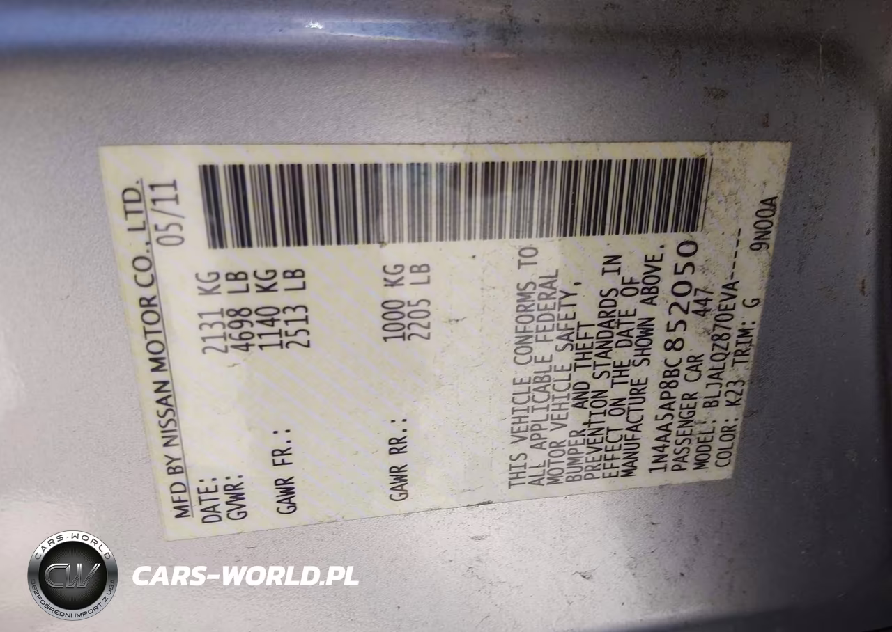 2011 Nissan Maxima 3.5 S VIN:1N4AA5AP8BC852050 - 9