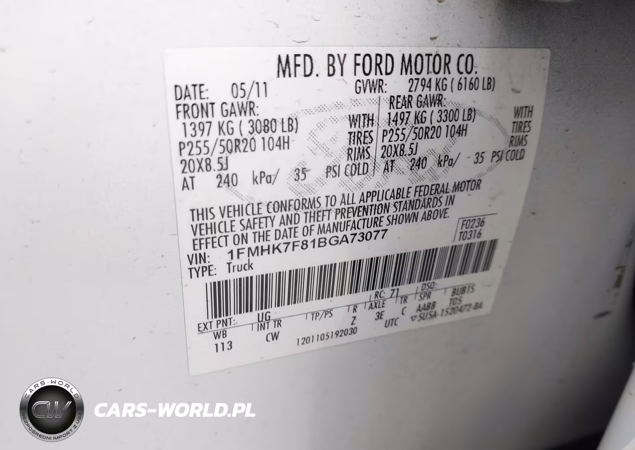 2011 Ford Explorer Limited VIN:1FMHK7F81BGA73077 - 9