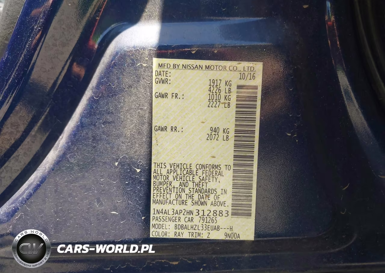 2017 Nissan Altima 2.5 Sr VIN:1N4AL3AP2HN312883 - 9