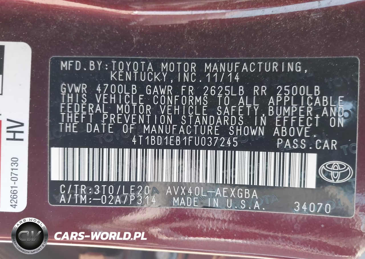 2015 Toyota Avalon Hybrid Xle Touring VIN:4T1BD1EB1FU037245 - 9