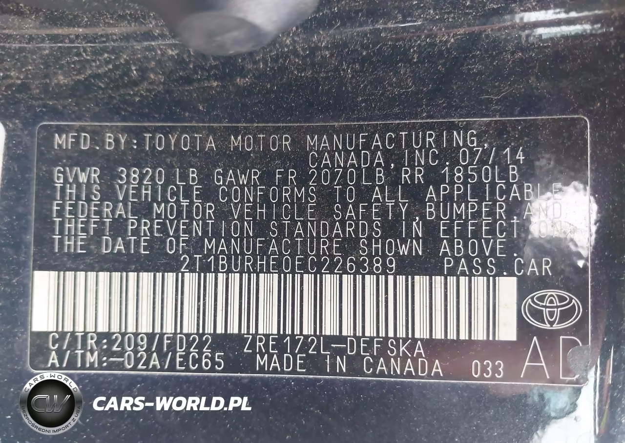 2014 Toyota Corolla S Plus VIN:2T1BURHE0EC226389 - 9