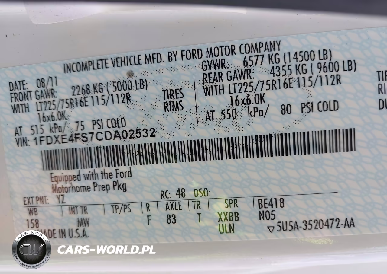 2012 Ford E-450 Cutaway VIN:1FDXE4FS7CDA02532 - 8