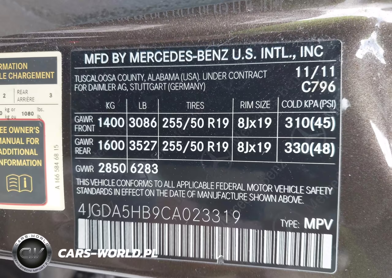 2012 Mercedes-Benz Ml 350 4Matic VIN:4JGDA5HB9CA023319 - 9