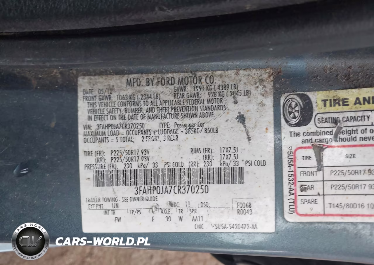 2012 Ford Fusion Sel VIN:3FAHP0JA7CR370250 - 9
