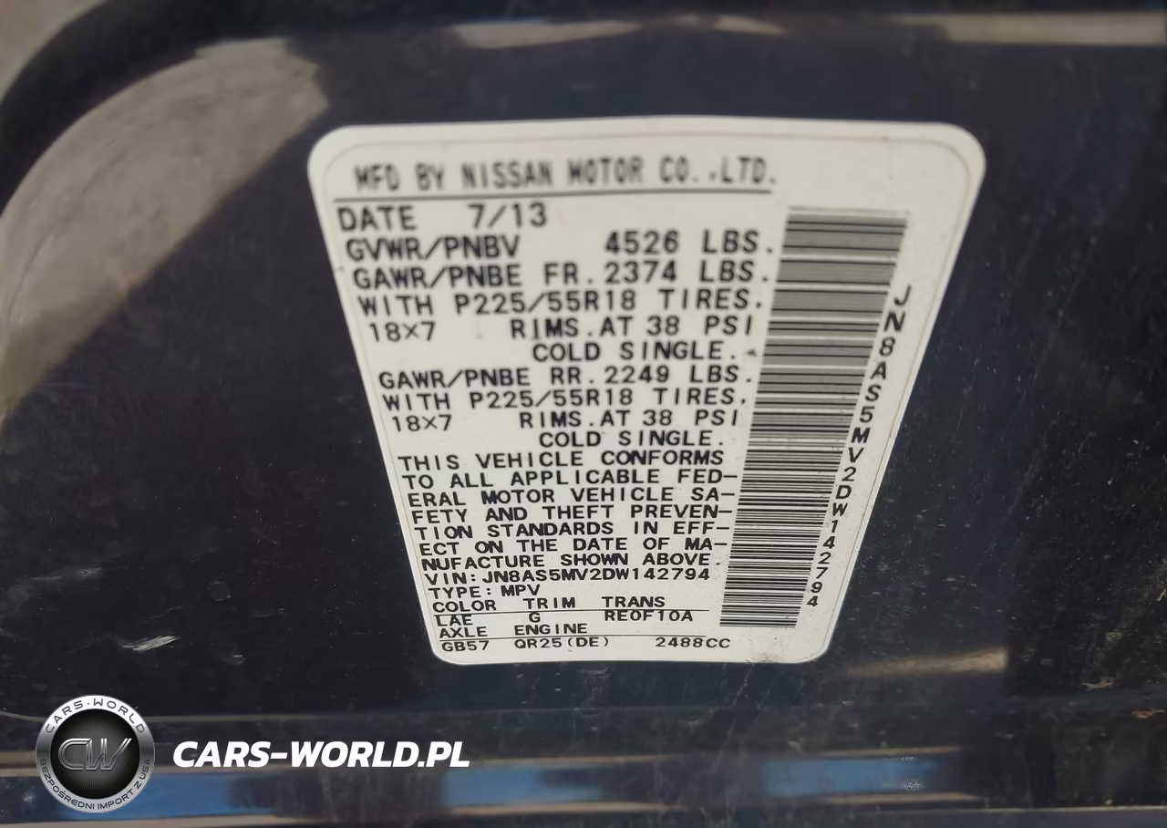 2013 Nissan Rogue Sv W-Sl Pkg VIN:JN8AS5MV2DW142794 - 9