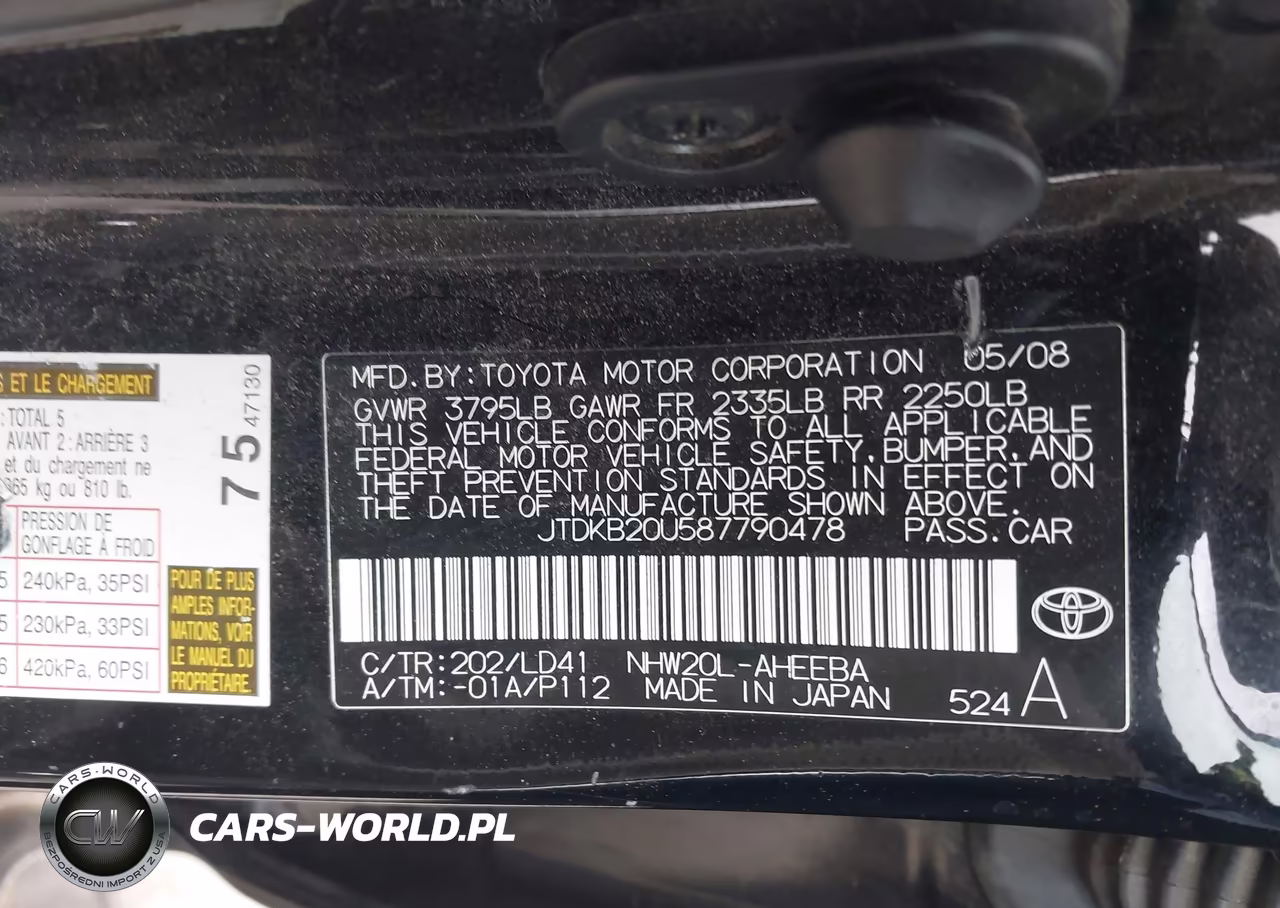 2008 Toyota Prius Standard-Touring VIN:JTDKB20U587790478 - 9