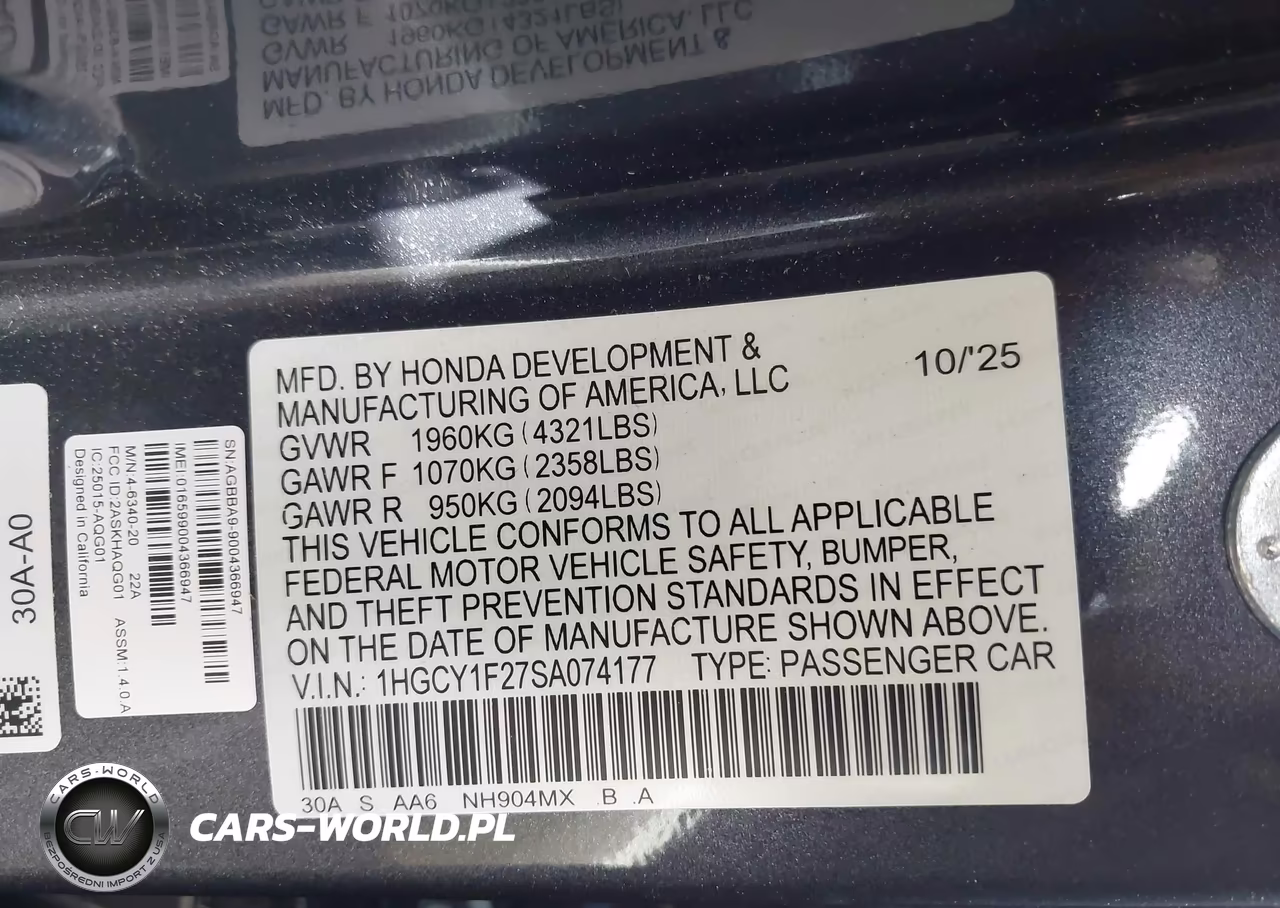 2025 Honda Accord Lx VIN:1HGCY1F27SA074177 - 9