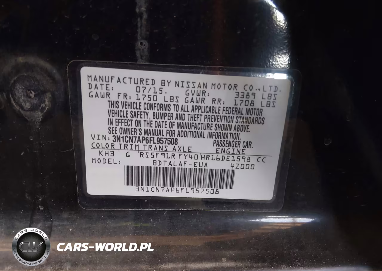 2015 Nissan Versa 1.6 S VIN:3N1CN7AP6FL957508 - 9