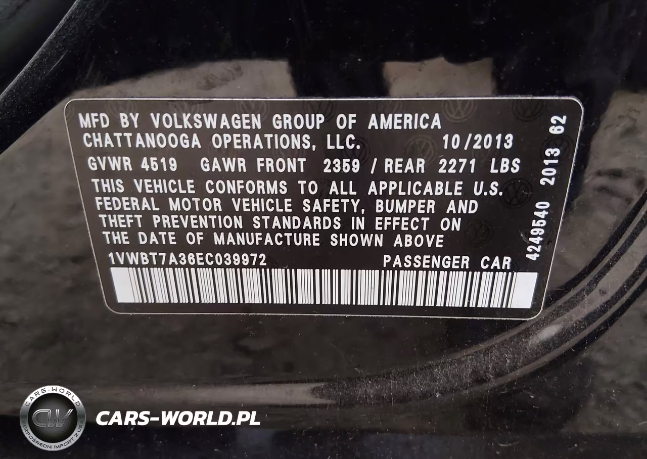 2014 Volkswagen Passat 1.8T Se VIN:1VWBT7A36EC039972 - 9