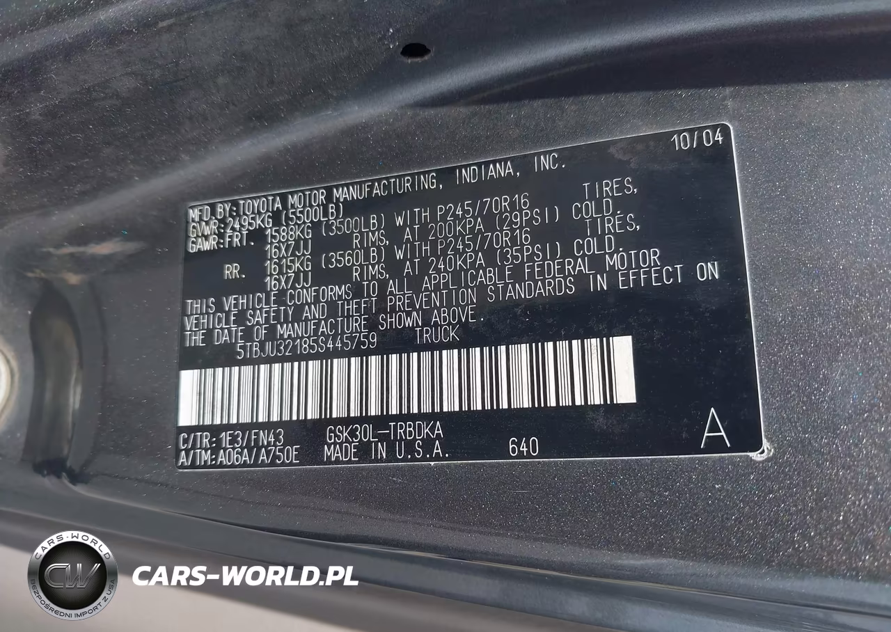 2005 Toyota Tundra VIN:5TBJU32185S445759 - 9