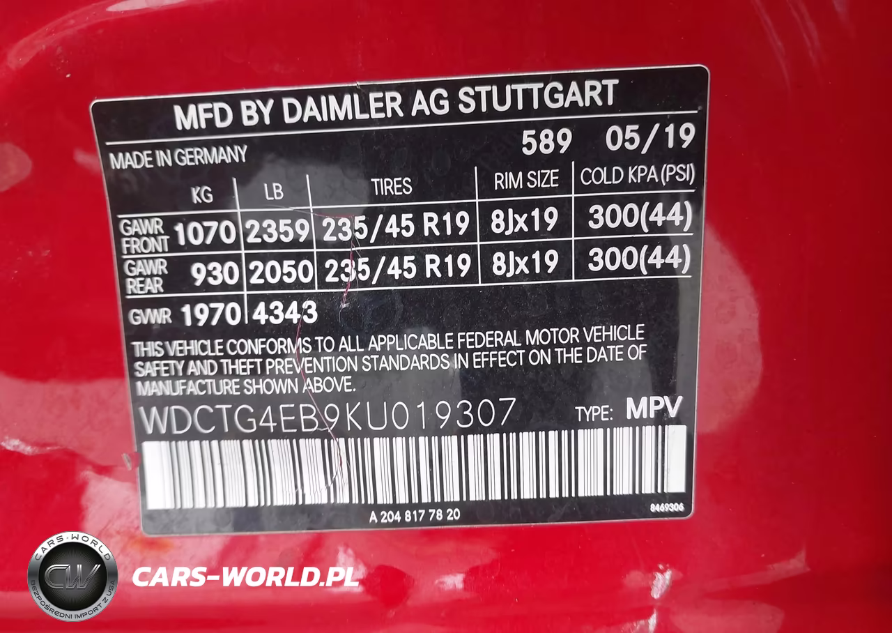 2019 Mercedes-Benz Gla 250 VIN:WDCTG4EB9KU019307 - 9